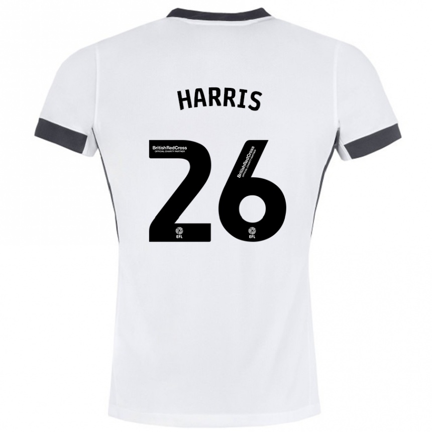 Kids Football Luke Harris #26 White Black Away Jersey 2024/25 T-Shirt Australia