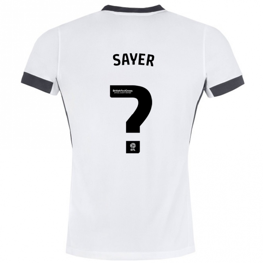 Kids Football Olly Sayer #0 White Black Away Jersey 2024/25 T-Shirt Australia