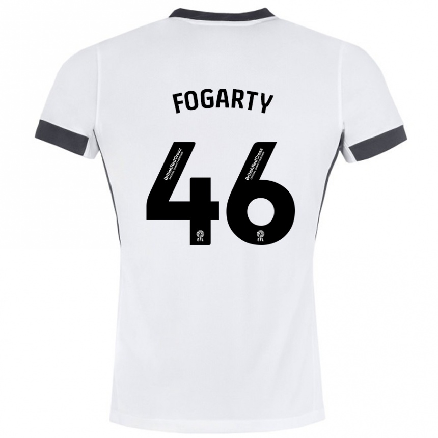 Kids Football Tom Fogarty #46 White Black Away Jersey 2024/25 T-Shirt Australia