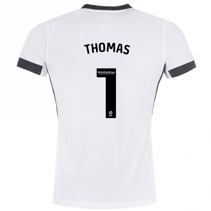 Kids Football Lucy Thomas #1 White Black Away Jersey 2024/25 T-Shirt Australia