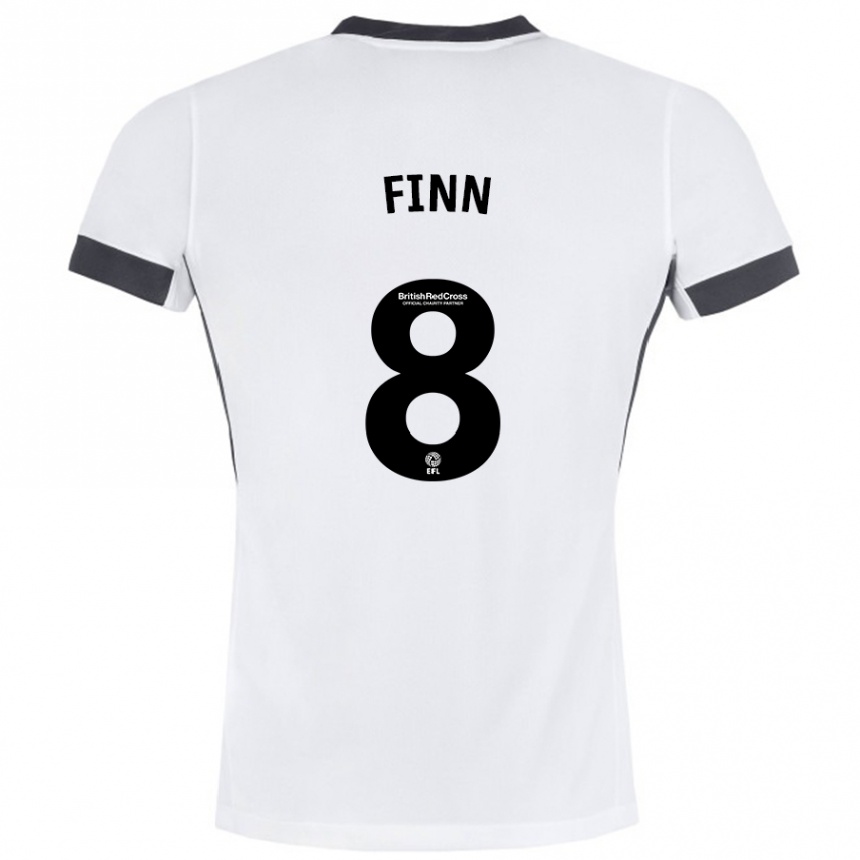 Kids Football Jamie Finn #8 White Black Away Jersey 2024/25 T-Shirt Australia