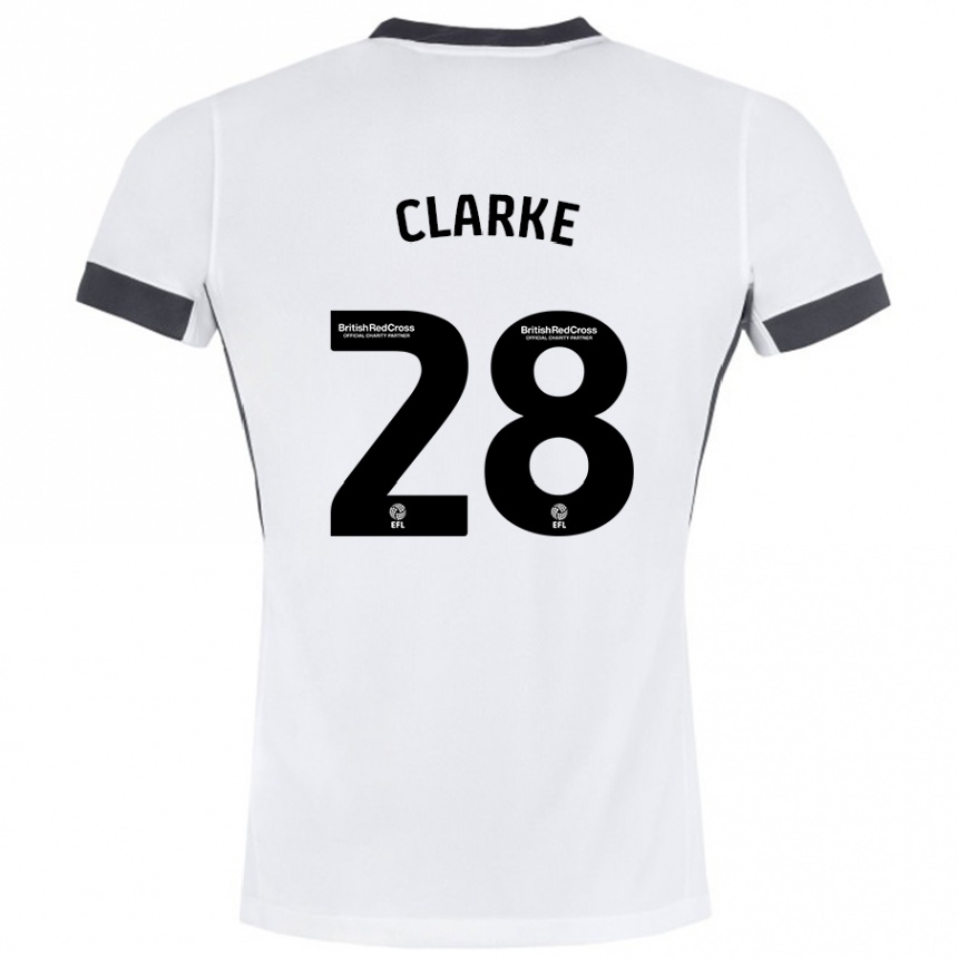 Kids Football Charlotte Clarke #28 White Black Away Jersey 2024/25 T-Shirt Australia