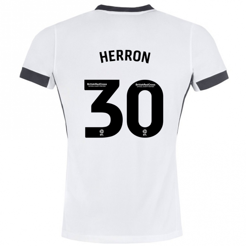 Kids Football Neve Herron #30 White Black Away Jersey 2024/25 T-Shirt Australia