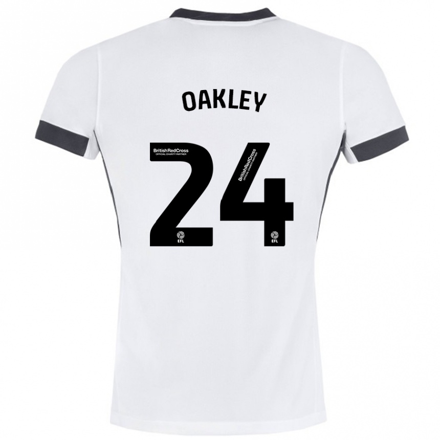 Kids Football Marcel Oakley #24 White Black Away Jersey 2024/25 T-Shirt Australia