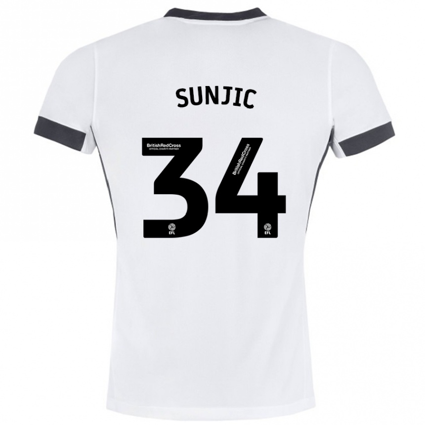 Kids Football Ivan Sunjic #34 White Black Away Jersey 2024/25 T-Shirt Australia