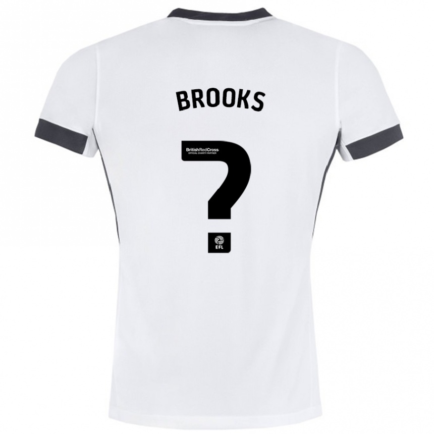 Kids Football Kobi Brooks #0 White Black Away Jersey 2024/25 T-Shirt Australia