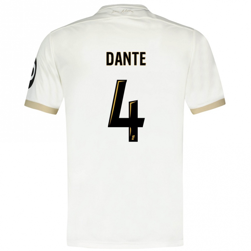 Kids Football Dante #4 White Gold Away Jersey 2024/25 T-Shirt Australia