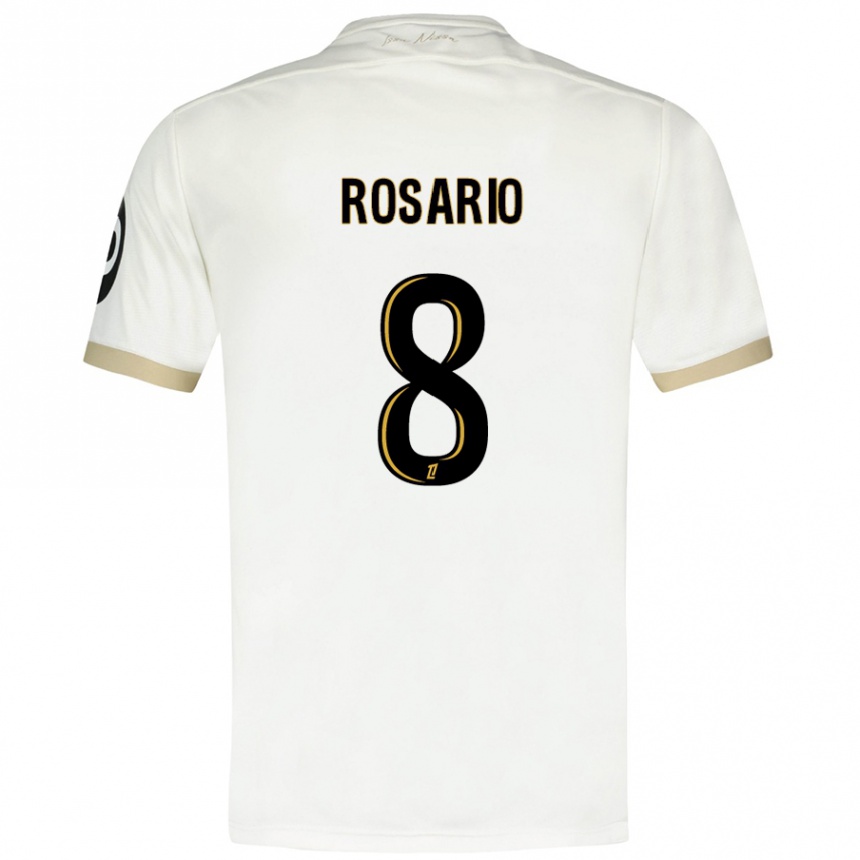 Kids Football Pablo Rosario #8 White Gold Away Jersey 2024/25 T-Shirt Australia