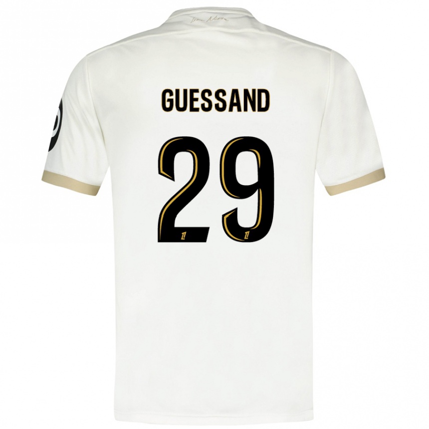 Kids Football Evann Guessand #29 White Gold Away Jersey 2024/25 T-Shirt Australia