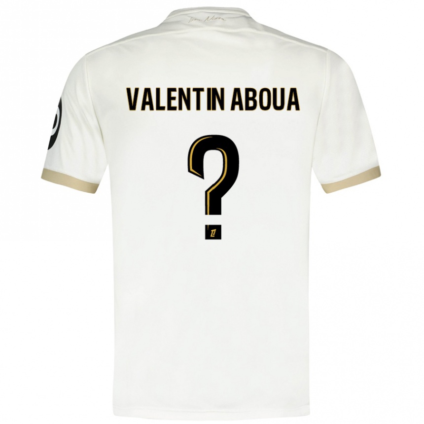 Kids Football Louis Valentin Aboua #0 White Gold Away Jersey 2024/25 T-Shirt Australia