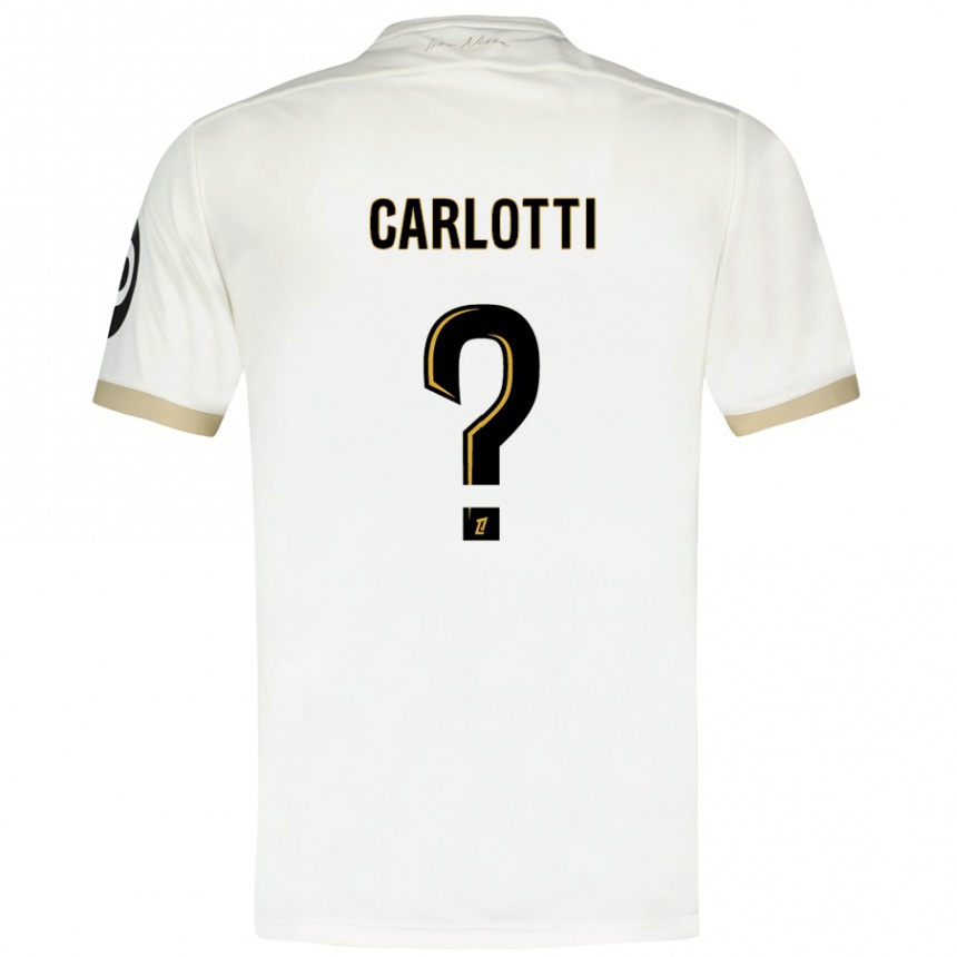 Kids Football Mathis Carlotti #0 White Gold Away Jersey 2024/25 T-Shirt Australia