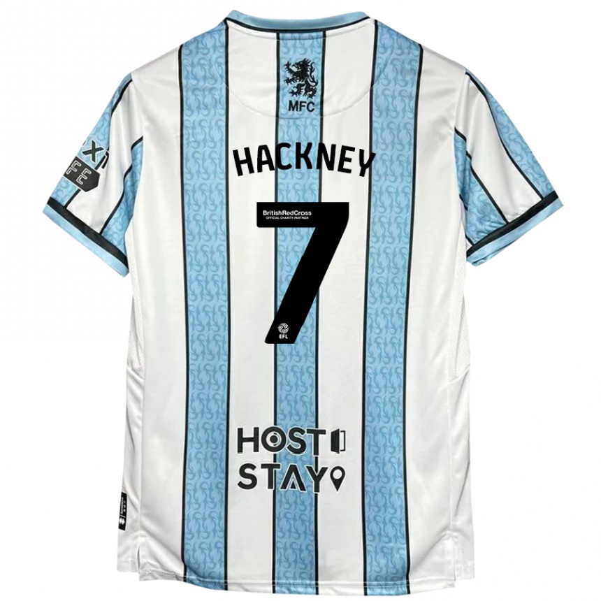 Kids Football Hayden Hackney #7 White Blue Away Jersey 2024/25 T-Shirt Australia