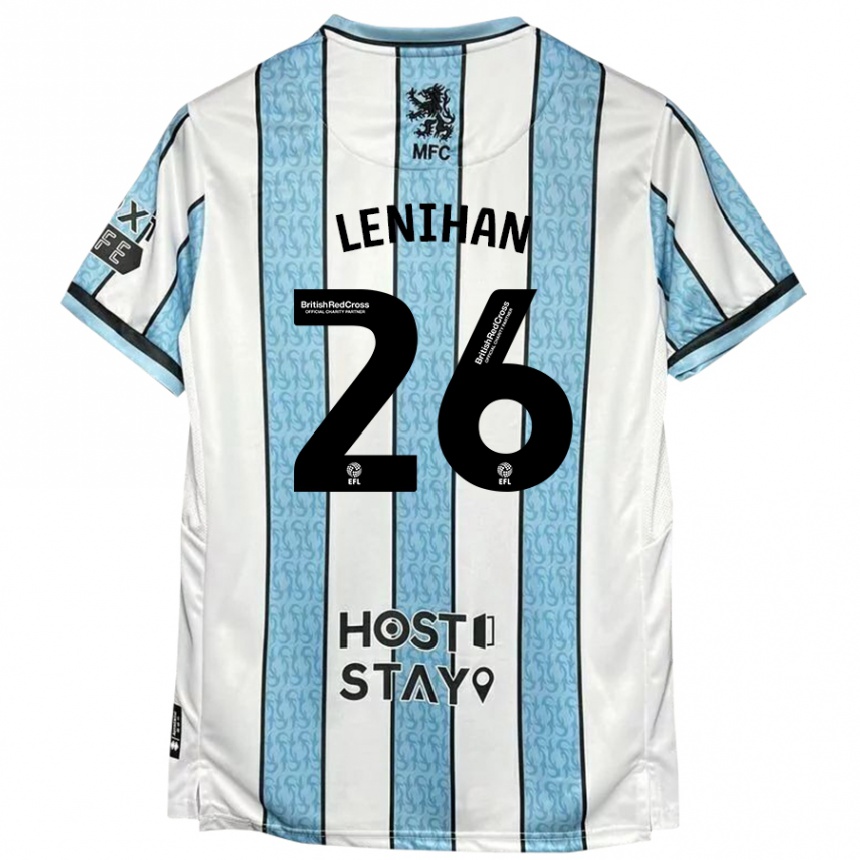 Kids Football Darragh Lenihan #26 White Blue Away Jersey 2024/25 T-Shirt Australia