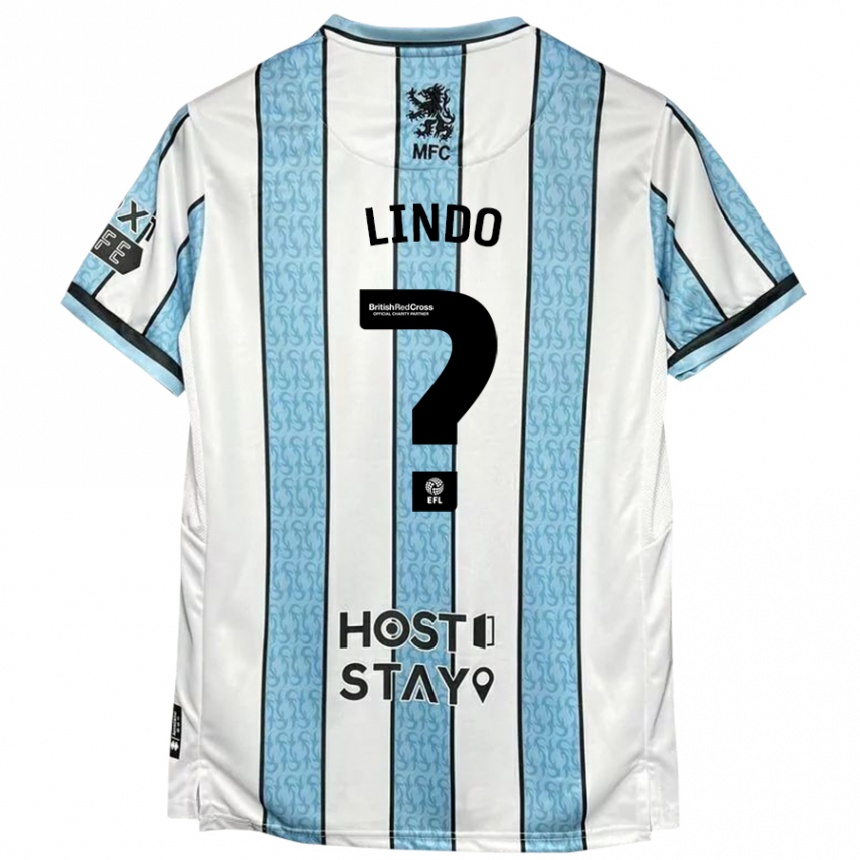 Kids Football Afonso Lindo #0 White Blue Away Jersey 2024/25 T-Shirt Australia