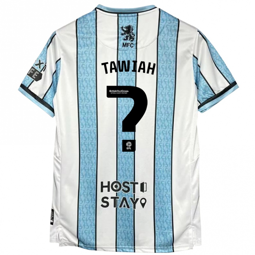 Kids Football Judah Tawiah #0 White Blue Away Jersey 2024/25 T-Shirt Australia