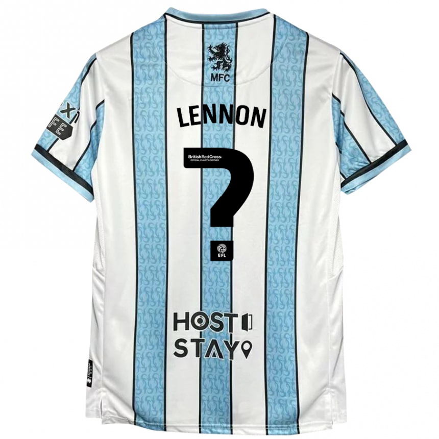 Kids Football Charlie Lennon #0 White Blue Away Jersey 2024/25 T-Shirt Australia