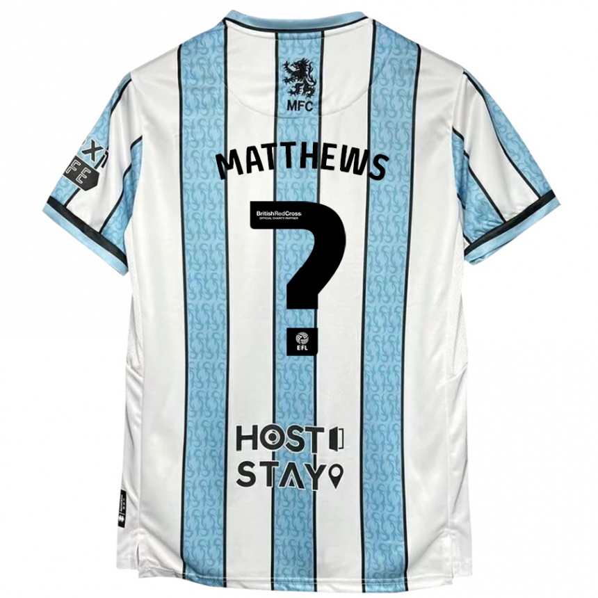 Kids Football Ajay Matthews #0 White Blue Away Jersey 2024/25 T-Shirt Australia