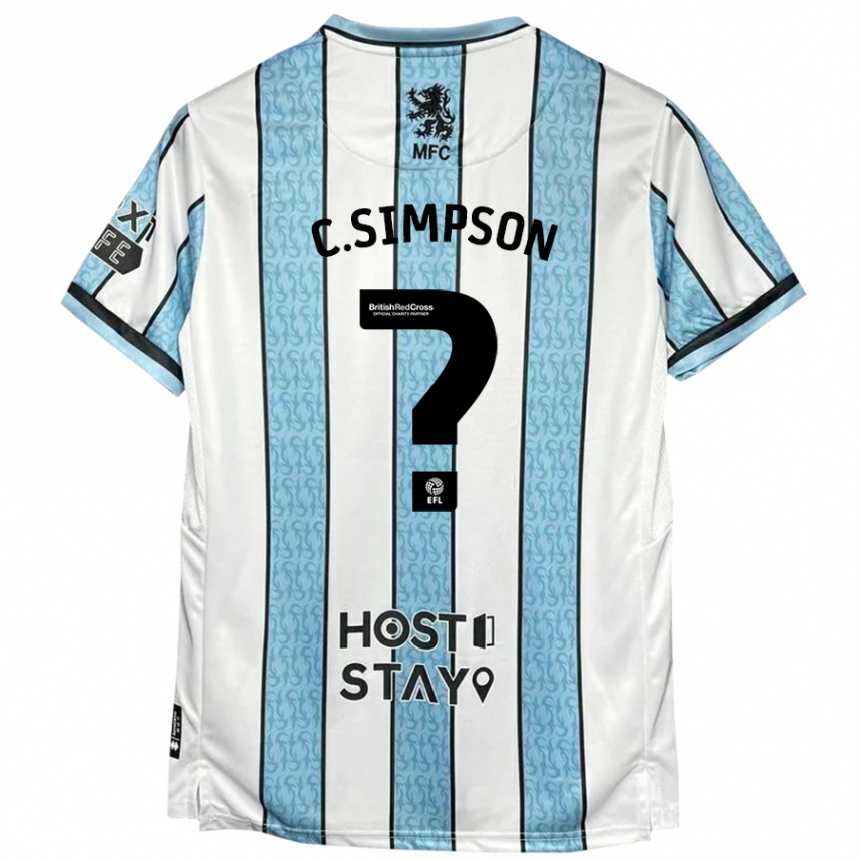 Kids Football Cameron Simpson #0 White Blue Away Jersey 2024/25 T-Shirt Australia