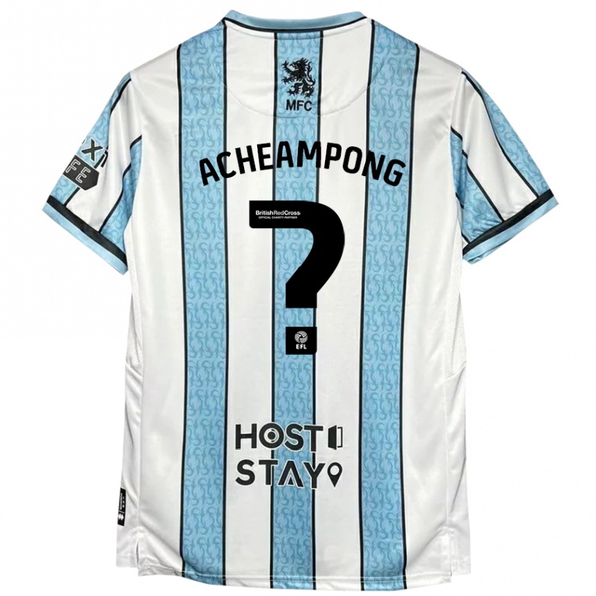 Kids Football Prince Acheampong #0 White Blue Away Jersey 2024/25 T-Shirt Australia