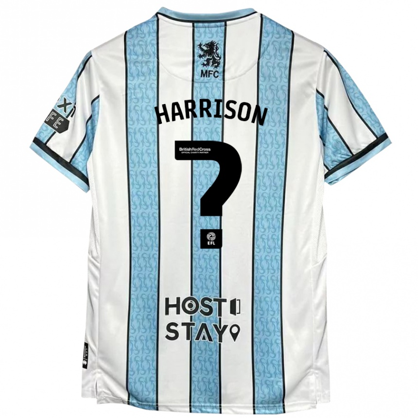 Kids Football Lucas Harrison #0 White Blue Away Jersey 2024/25 T-Shirt Australia