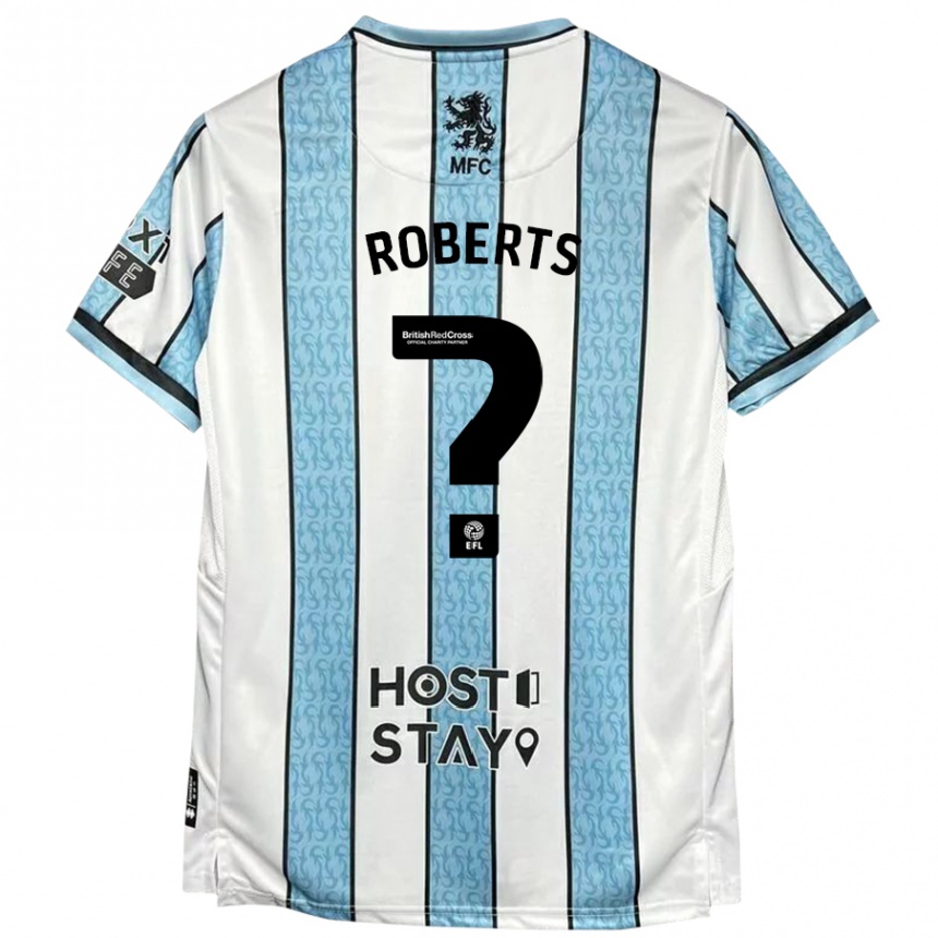 Kids Football Joe Roberts #0 White Blue Away Jersey 2024/25 T-Shirt Australia