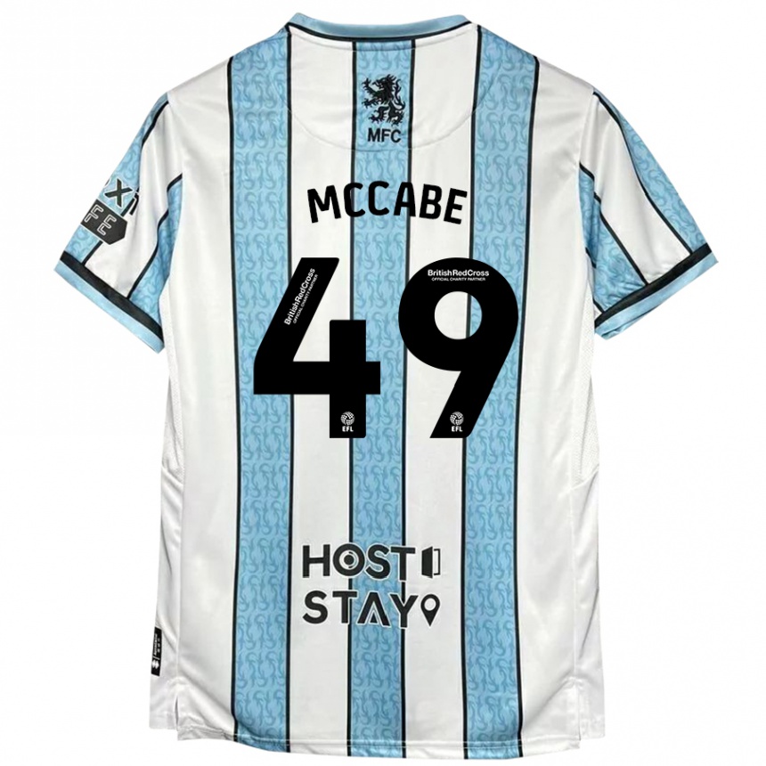 Kids Football Law Mccabe #49 White Blue Away Jersey 2024/25 T-Shirt Australia