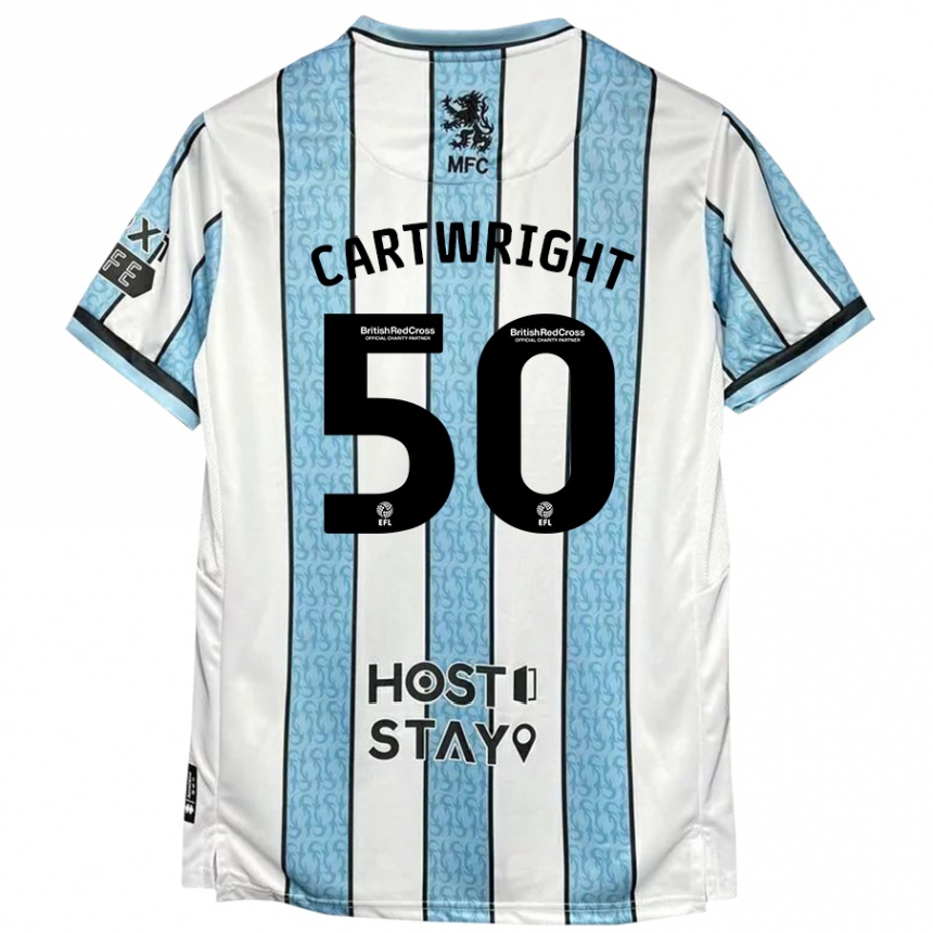 Kids Football Fin Cartwright #50 White Blue Away Jersey 2024/25 T-Shirt Australia