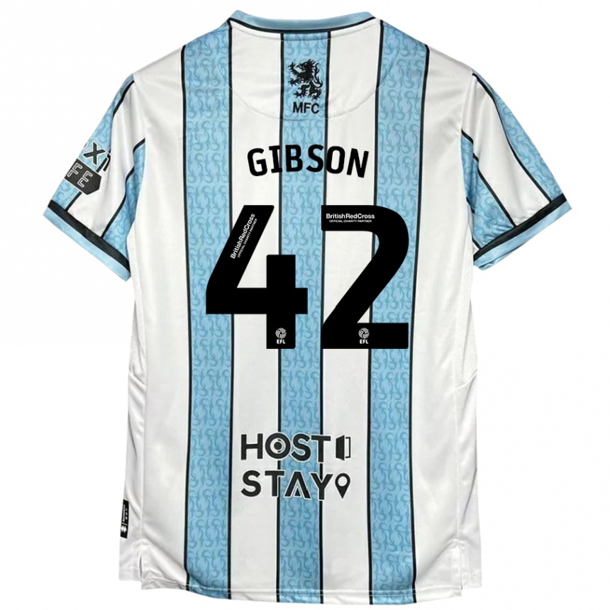 Kids Football Joseph Gibson #42 White Blue Away Jersey 2024/25 T-Shirt Australia