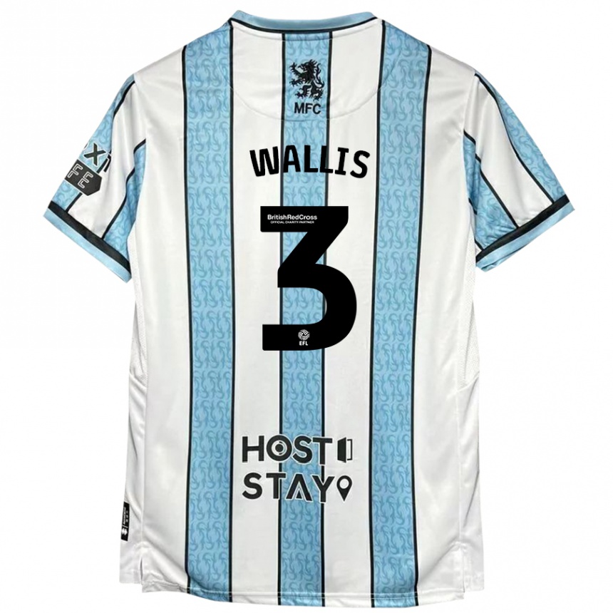 Kids Football Emma Wallis #3 White Blue Away Jersey 2024/25 T-Shirt Australia