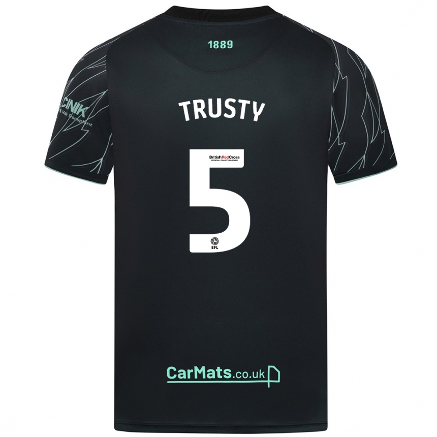 Kids Football Auston Trusty #5 Black Green Away Jersey 2024/25 T-Shirt Australia