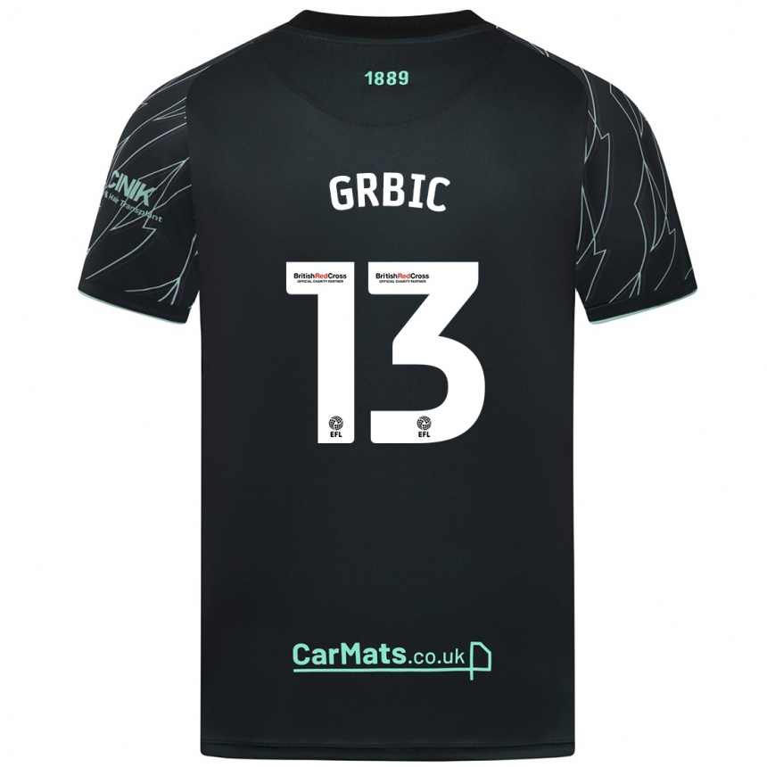 Kids Football Ivo Grbic #13 Black Green Away Jersey 2024/25 T-Shirt Australia