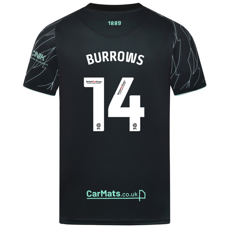 Kids Football Harrison Burrows #14 Black Green Away Jersey 2024/25 T-Shirt Australia