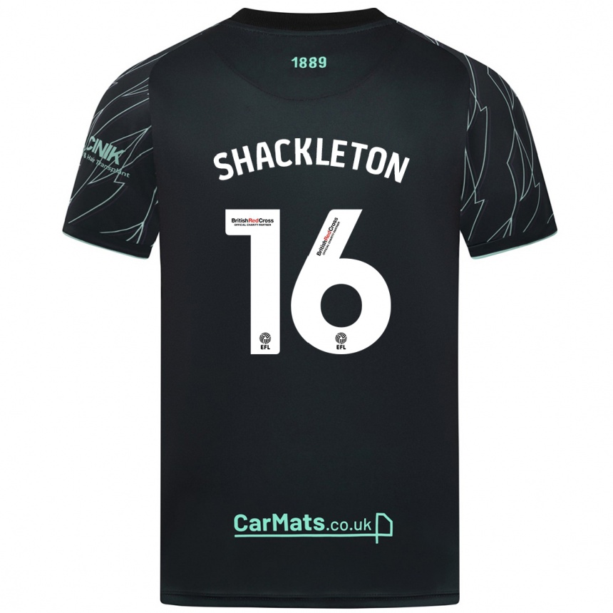 Kids Football Jamie Shackleton #16 Black Green Away Jersey 2024/25 T-Shirt Australia