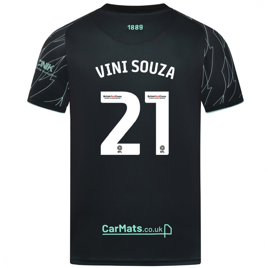 Kids Football Vini Souza #21 Black Green Away Jersey 2024/25 T-Shirt Australia