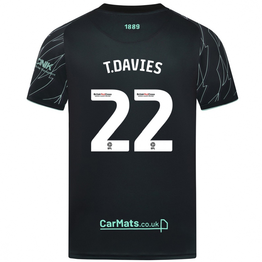 Kids Football Tom Davies #22 Black Green Away Jersey 2024/25 T-Shirt Australia