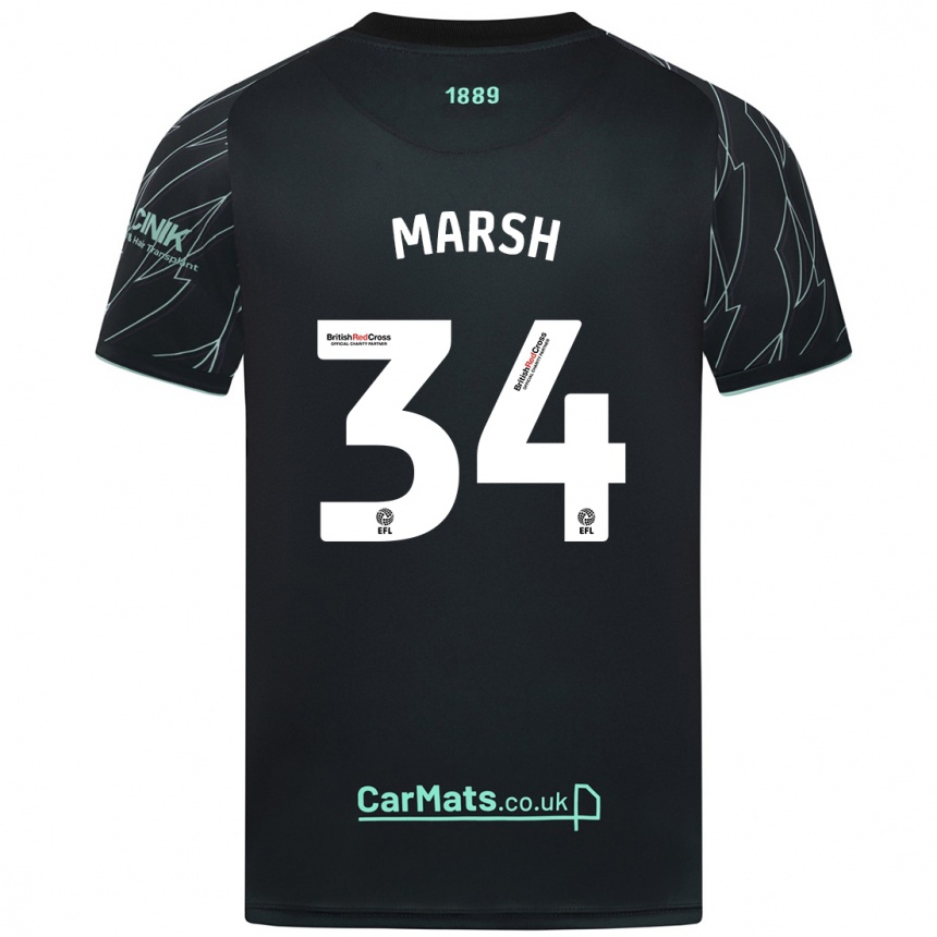 Kids Football Louie Marsh #34 Black Green Away Jersey 2024/25 T-Shirt Australia