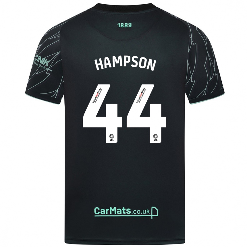 Kids Football Owen Hampson #44 Black Green Away Jersey 2024/25 T-Shirt Australia