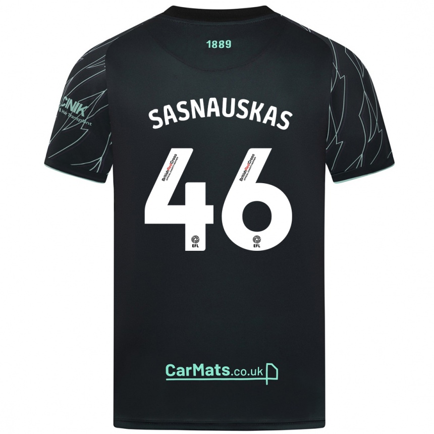 Kids Football Dovydas Sasnauskas #46 Black Green Away Jersey 2024/25 T-Shirt Australia