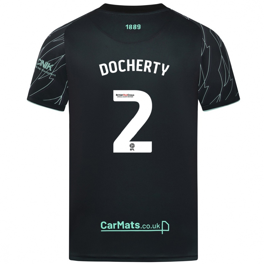 Kids Football Charley Docherty #2 Black Green Away Jersey 2024/25 T-Shirt Australia