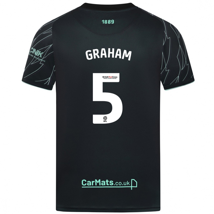 Kids Football Molly Graham #5 Black Green Away Jersey 2024/25 T-Shirt Australia