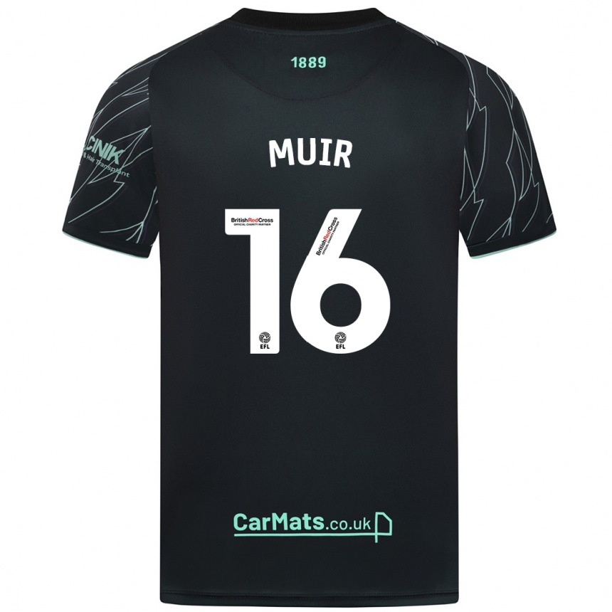 Kids Football Chene Muir #16 Black Green Away Jersey 2024/25 T-Shirt Australia