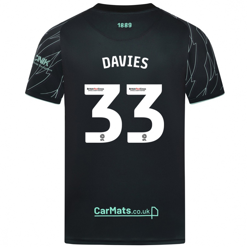 Kids Football Bethan Davies #33 Black Green Away Jersey 2024/25 T-Shirt Australia