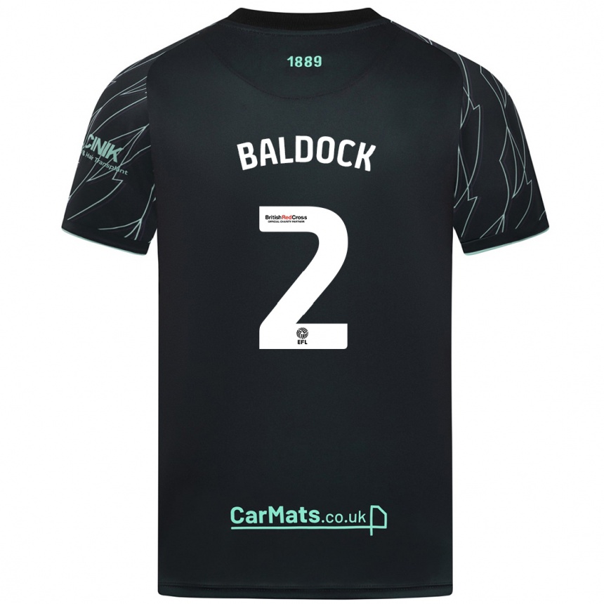 Kids Football George Baldock #2 Black Green Away Jersey 2024/25 T-Shirt Australia