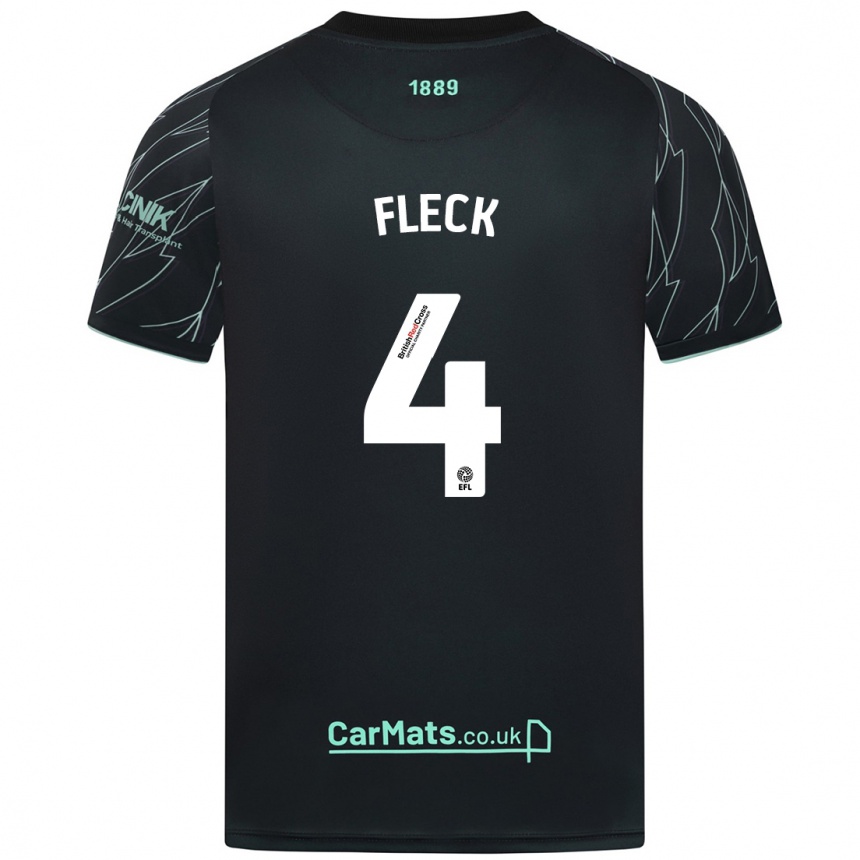 Kids Football John Fleck #4 Black Green Away Jersey 2024/25 T-Shirt Australia