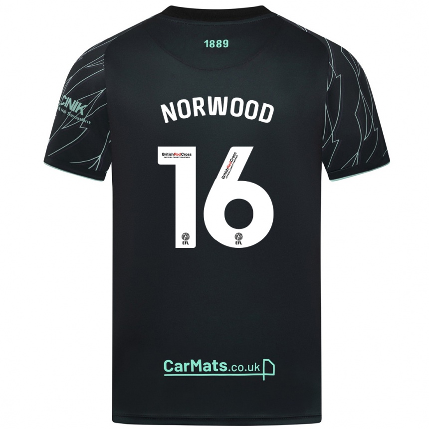 Kids Football Oliver Norwood #16 Black Green Away Jersey 2024/25 T-Shirt Australia