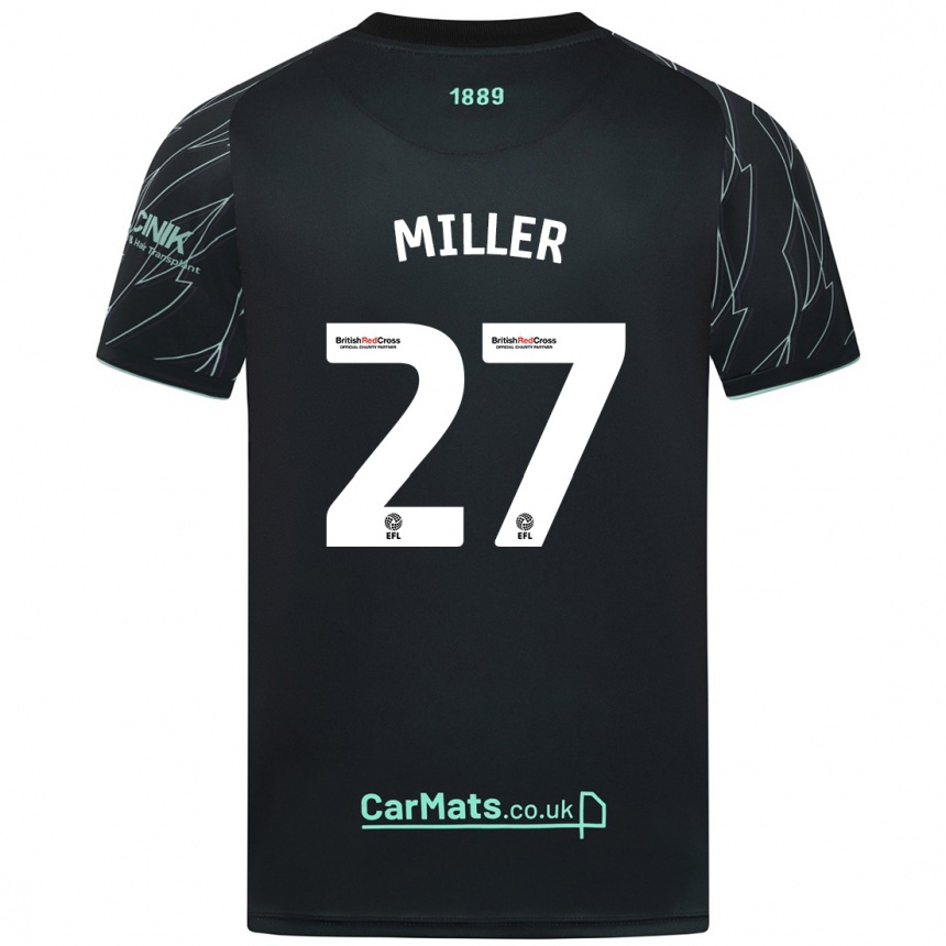 Kids Football Lara Miller #27 Black Green Away Jersey 2024/25 T-Shirt Australia