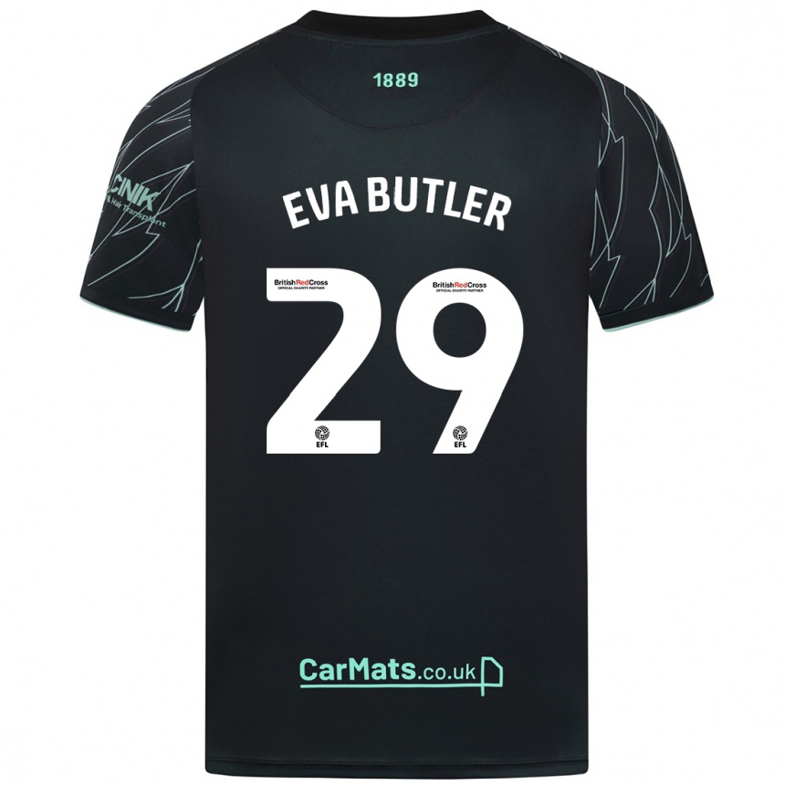 Kids Football Eva Butler #29 Black Green Away Jersey 2024/25 T-Shirt Australia