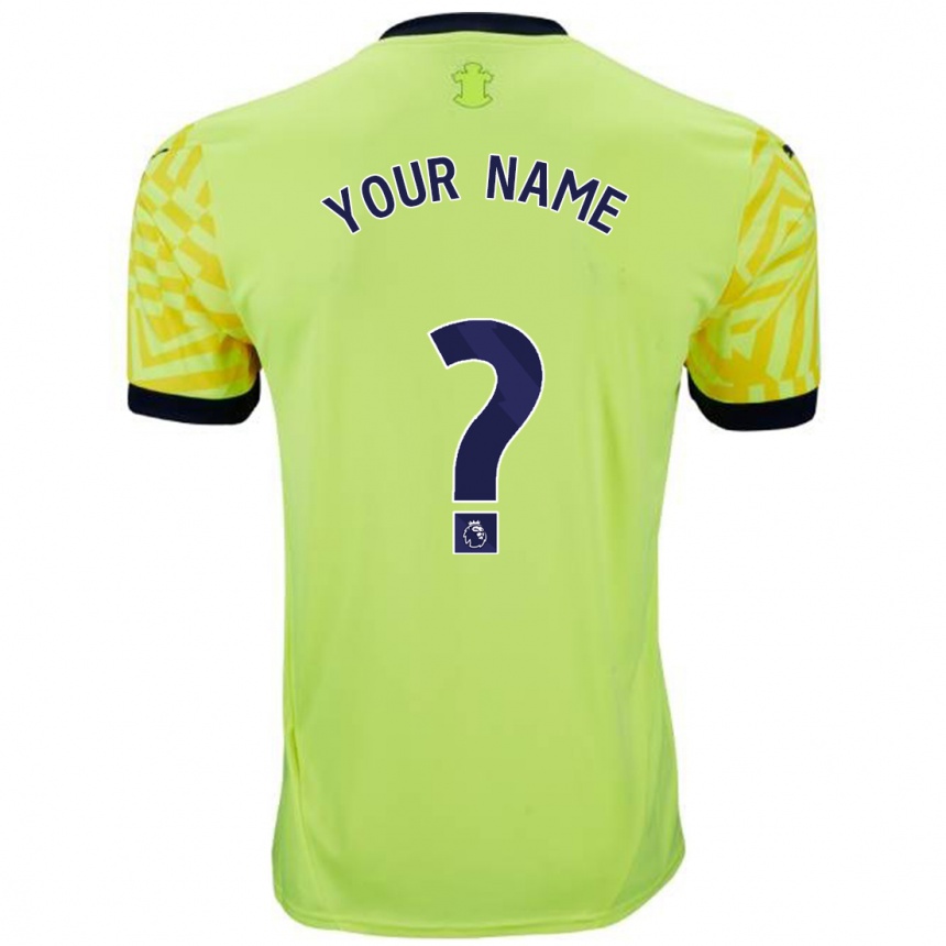 Kids Football Your Name #0 Yellow Away Jersey 2024/25 T-Shirt Australia