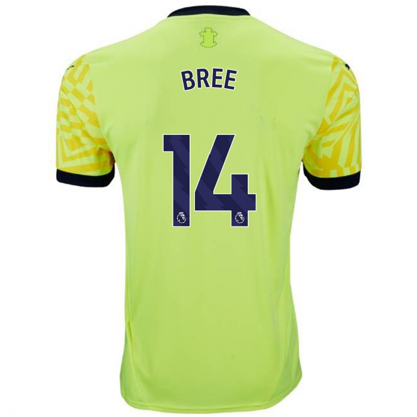 Kids Football James Bree #14 Yellow Away Jersey 2024/25 T-Shirt Australia