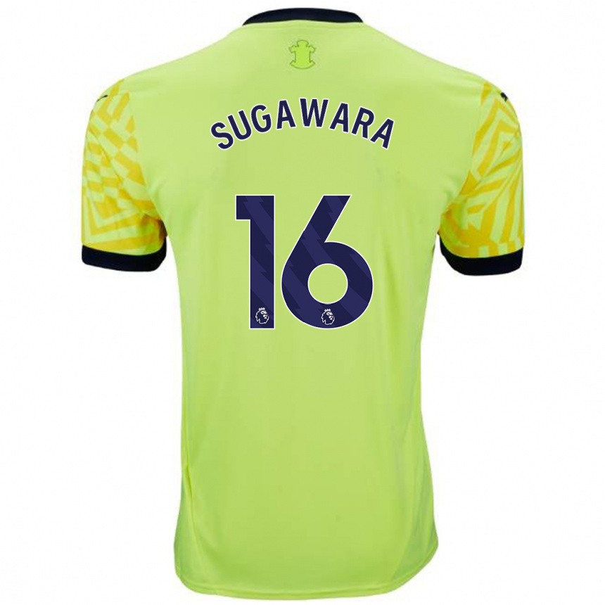 Kids Football Yukinari Sugawara #16 Yellow Away Jersey 2024/25 T-Shirt Australia